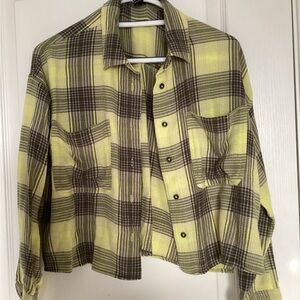 Forever 21 cropped oversized plaid top